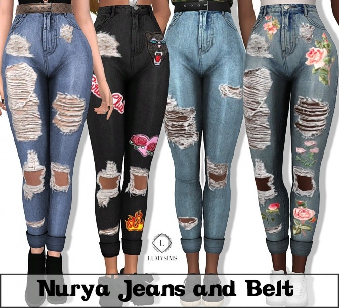 Sims 4 Nurya Jeans and Belt Accessory at Lumy Sims