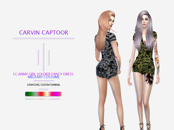 Sims 4 Army Girl Soldier Fancy Dress Military Costume by carvin captoor at TSR