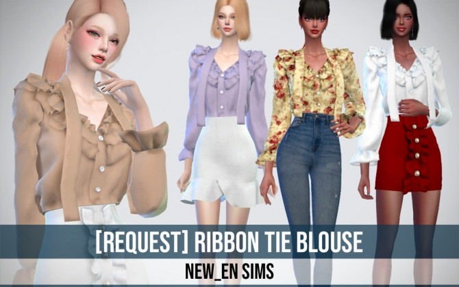 Sims 4 Ribbon Tie Blouse at NEWEN