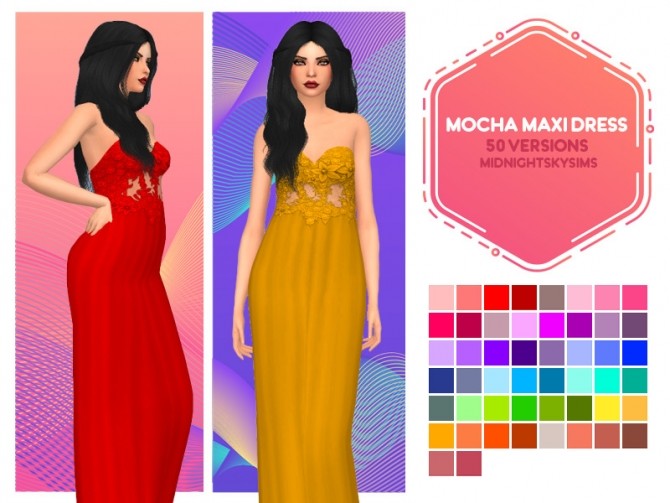 Sims 4 Mocha maxi dress at Midnightskysims