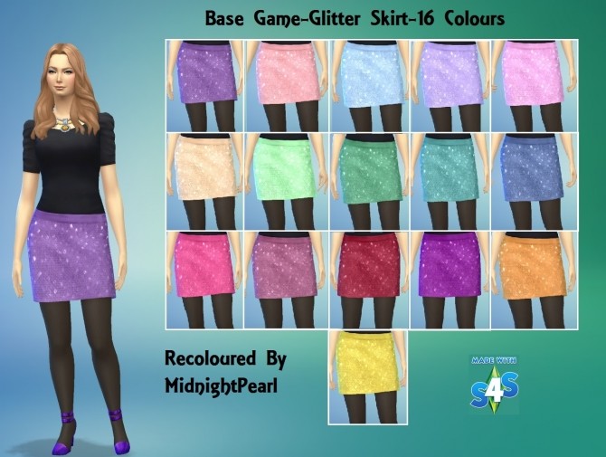 Sims 4 Glitter Mini Skirt 16 Colours by wendy35pearly at Mod The Sims