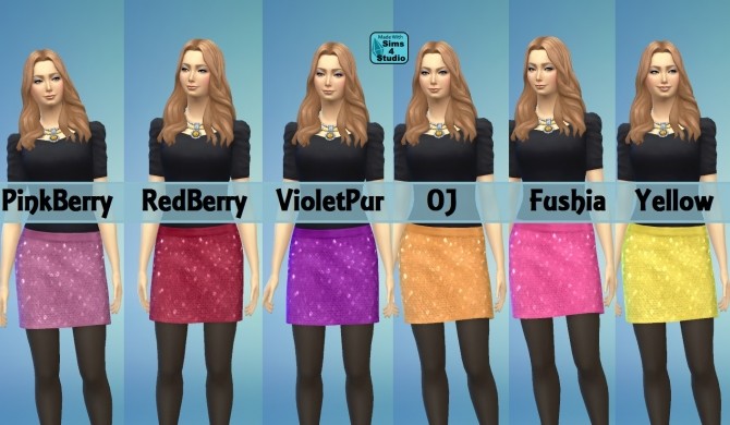 Sims 4 Glitter Mini Skirt 16 Colours by wendy35pearly at Mod The Sims
