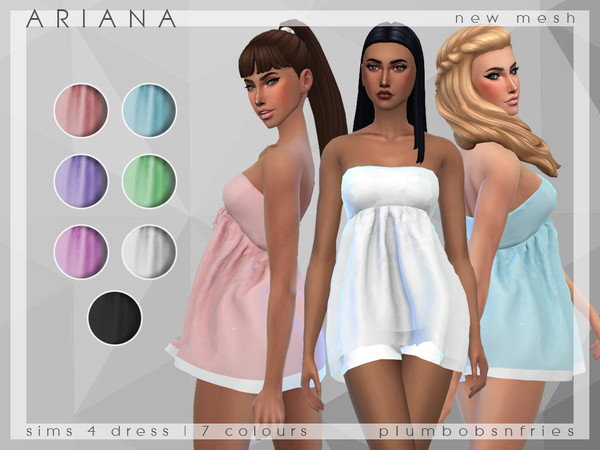 Sims 4 PnF Ariana Short Dress With Shorts by Plumbobs n Fries at TSR