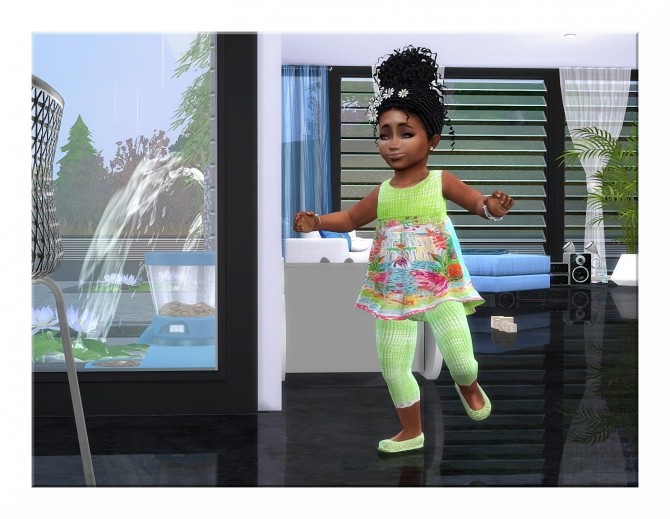 Sims 4 Designer Set: Top, Leggings, Ballerinas & Hairflower at Sims4 Boutique