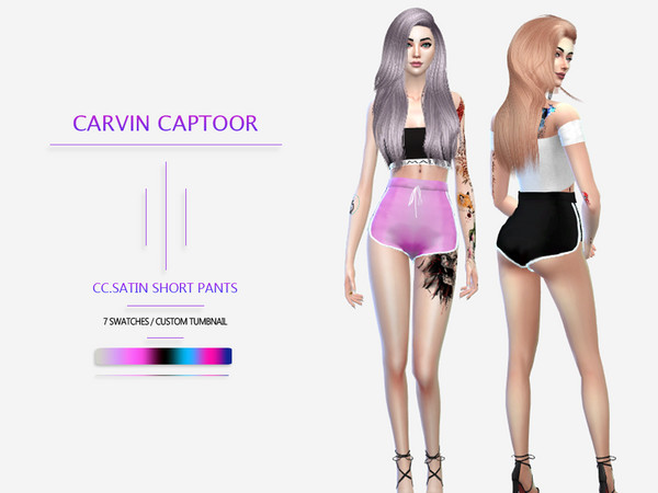 Sims 4 Satin short pants by carvin captoor at TSR
