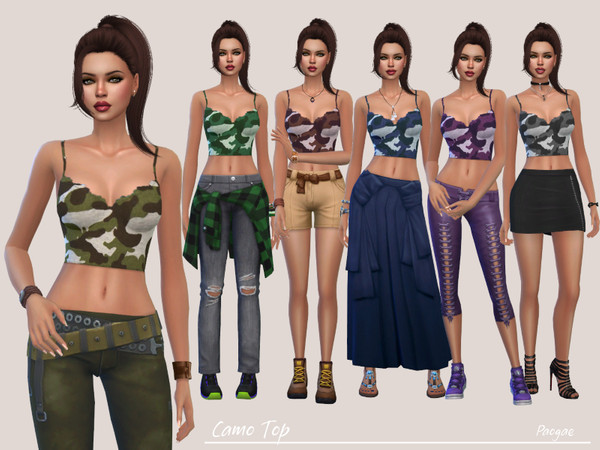 Sims 4 Camo top by Paogae at TSR