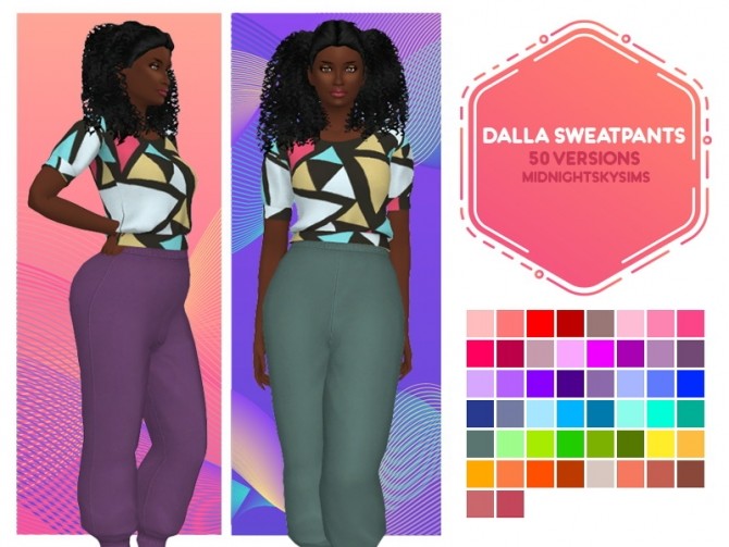 Sims 4 Dalla sweatpants recolors at Midnightskysims