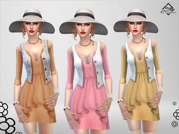 Sims 4 Spring Dress with Vest by Devirose at TSR