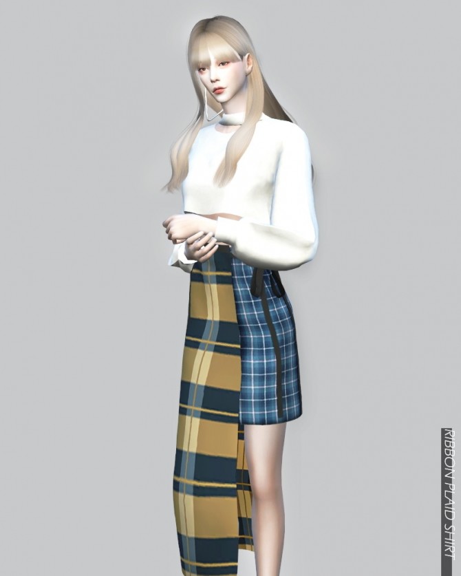 Sims 4 Ribbon Plaid Skirt at RYUFFY