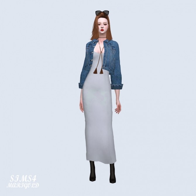 Sims 4 Denim Jacket With Long Dress (P) at Marigold