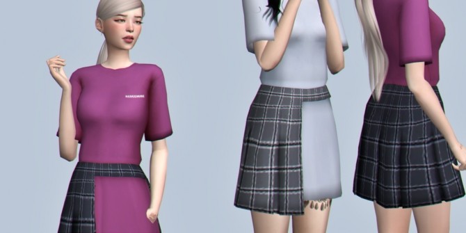 Sims 4 T shirt + skirt dress at Casteru