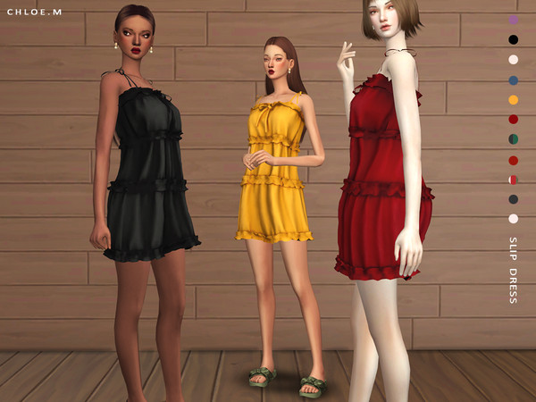 Sims 4 Slip Dress by ChloeMMM at TSR