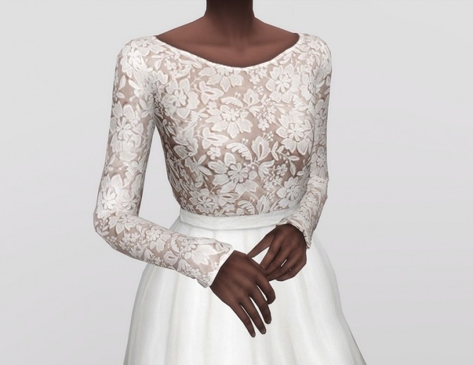 Sims 4 White clover embroidered mini dress at Rusty Nail