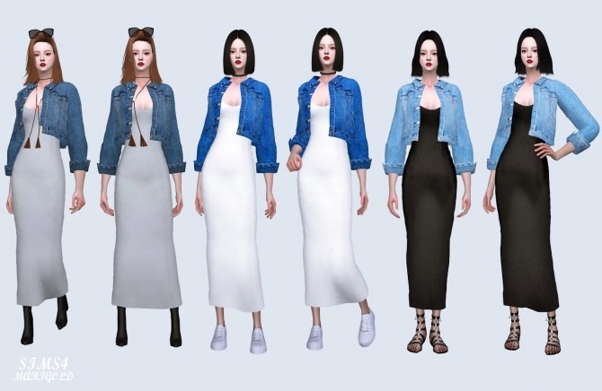 Sims 4 Denim Jacket With Long Dress (P) at Marigold