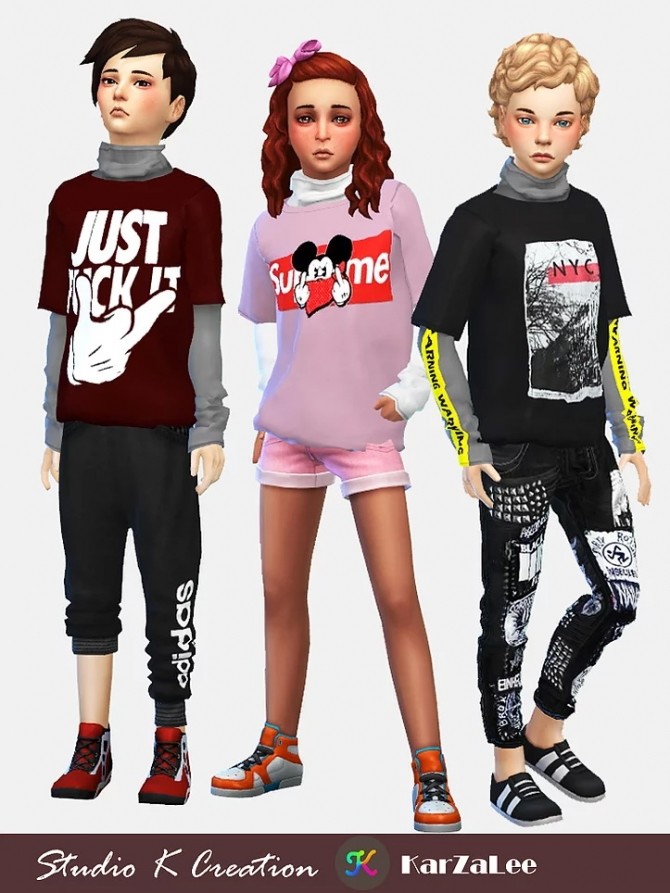 Sims 4 Vintage layered tee for child at Studio K Creation