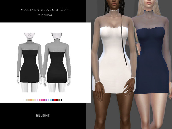 Sims 4 Mesh Long Sleeve Mini Dress by Bill Sims at TSR
