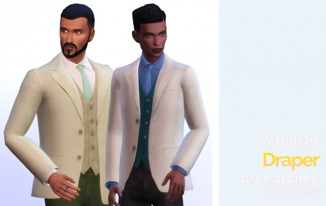 Sims 4 Draper blazer in 16 swatches at Joliebean