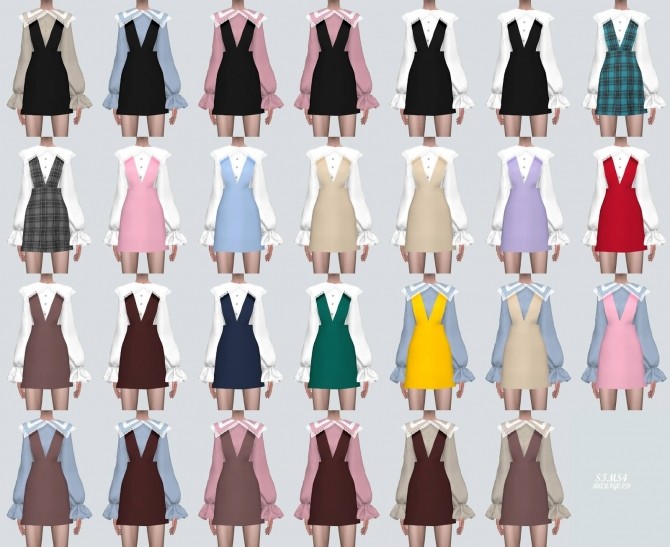 Sims 4 Lace Blouse With Suspender Dress (P) at Marigold