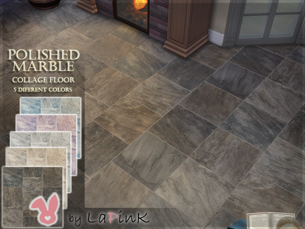 Sims 4 Polished Marble Collage Floor by LaPink at TSR