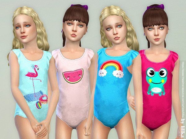 Sims 4 Swimsuit for Girls 02 by lillka at TSR