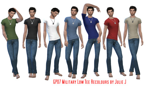 Sims 4 GP07 Military Low Tee Recolours at Julietoon – Julie J
