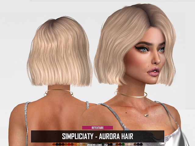 Sims 4 RUCHELLSIMS SIMPLICIATY AURORA HAIR RETEXTURE at REDHEADSIMS