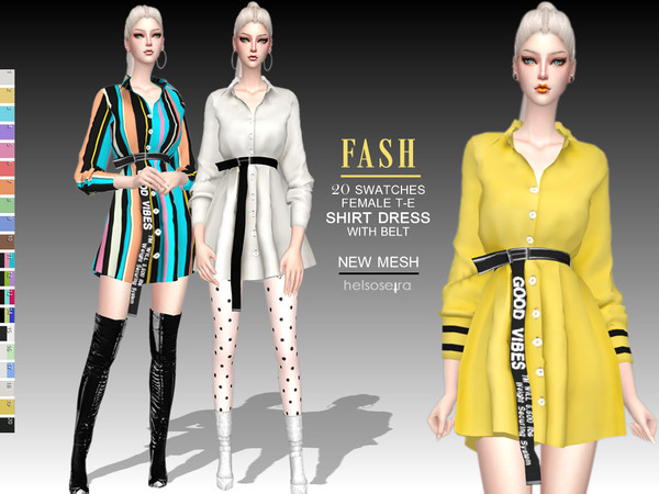 Sims 4 FASH Shirt Dress by Helsoseira at TSR