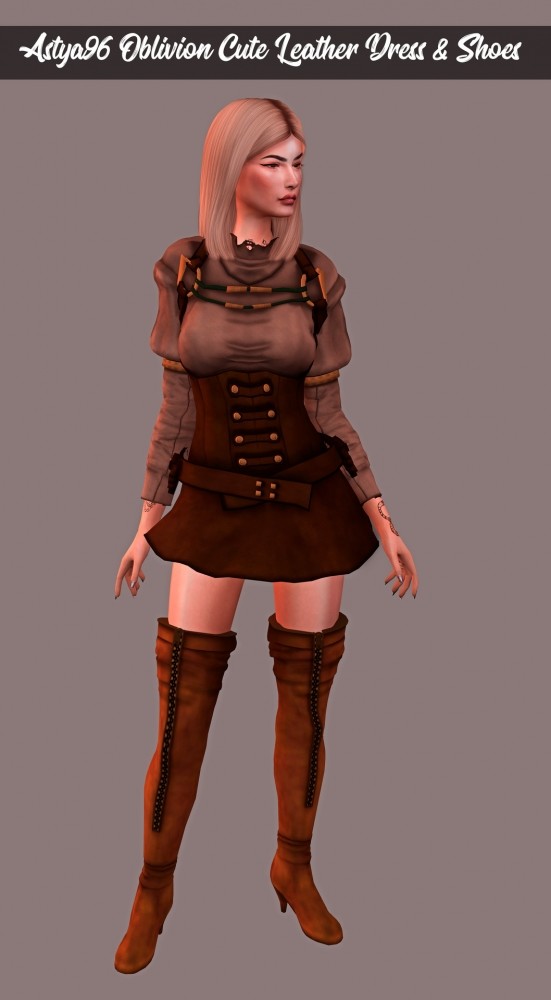 Sims 4 Oblivion Cute Leather Outfit at Astya96