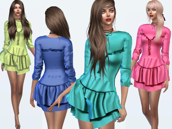 Sims 4 Satin dress with corset by Sims House at TSR