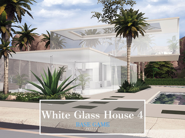 Sims 4 White Glass House 4 by Pralinesims at TSR