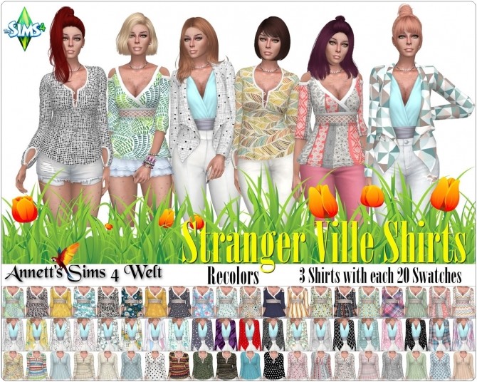 Sims 4 Stranger Ville Shirts Recolors at Annett’s Sims 4 Welt