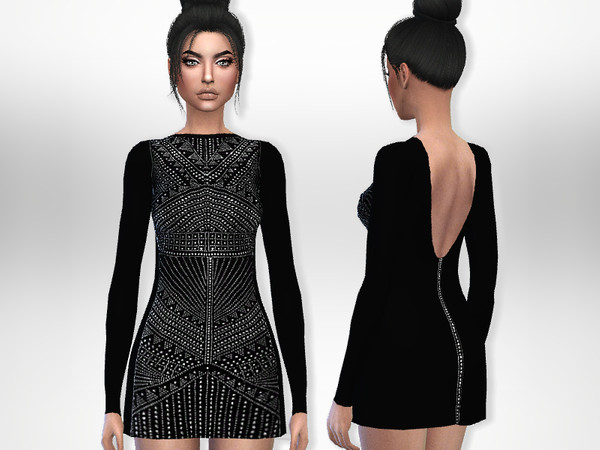 Sims 4 Beaded Dress by Puresim at TSR