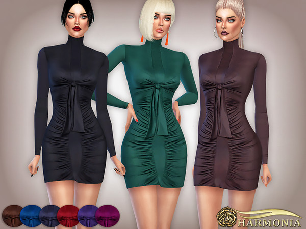 Sims 4 Sleeve Bodycon Dress by Harmonia at TSR