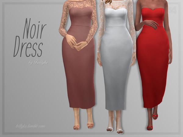 Sims 4 Noir Dress by Trillyke at TSR