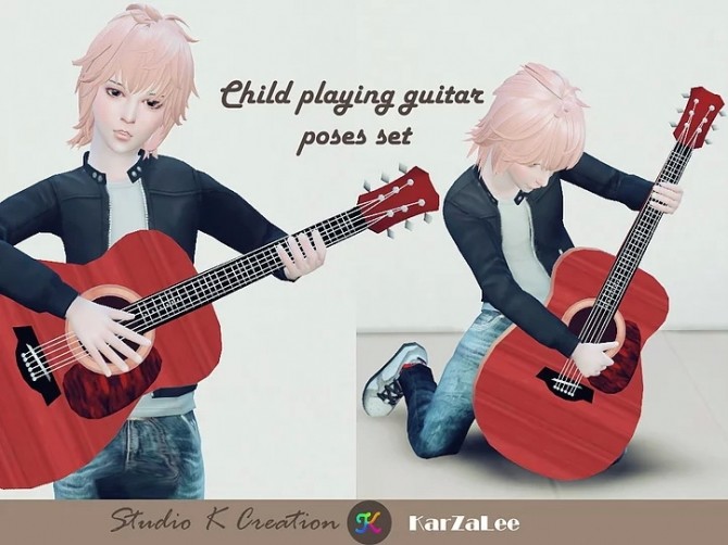 Sims 4 Child playing guitar poses at Studio K Creation