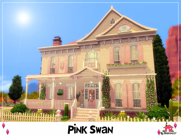 Sims 4 Pink Swan House Nocc by sharon337 at TSR