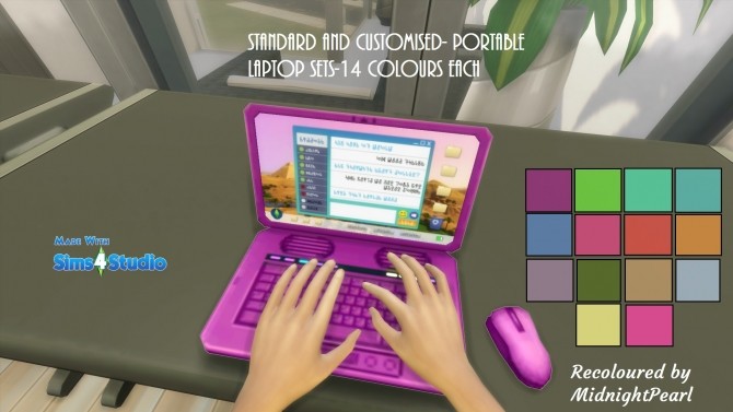 Sims 4 GP07 Portable Laptop Set recolor by wendy35pearly at Mod The Sims