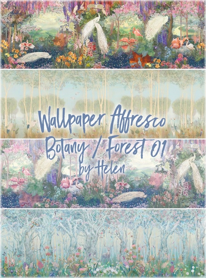 Sims 4 Wallpaper Affresco Botany / Forest 01 at Helen Sims