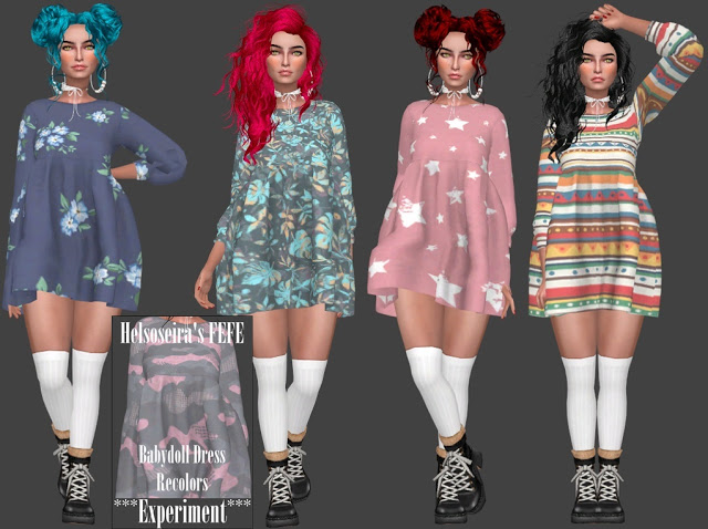 Sims 4 Helsoseiras FEFE Babydoll Dress Recolors at Annett’s Sims 4 Welt