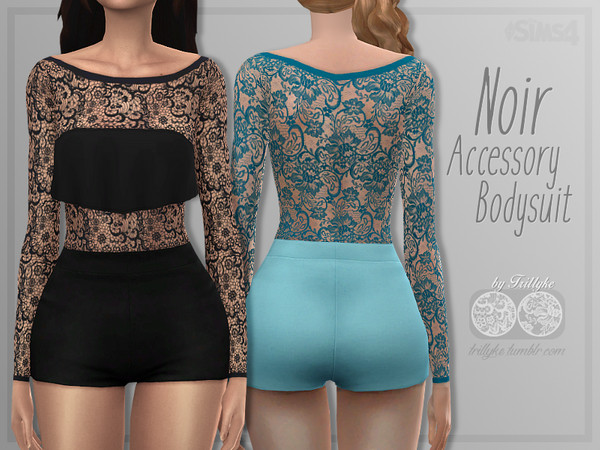 Sims 4 Noir Accessory Bodysuit by Trillyke at TSR
