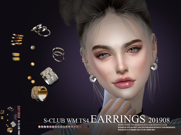 Sims 4 EARRINGS 201908 by S Club WM at TSR