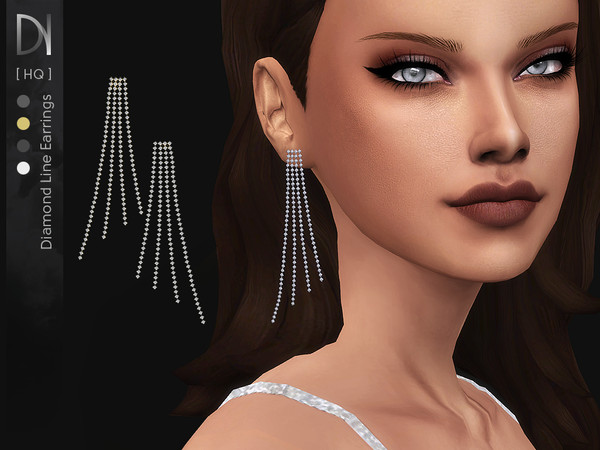 Sims 4 Diamond Line Earrings by DarkNighTt at TSR