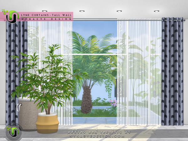 Sims 4 Lyne Curtains III Tall Walls by NynaeveDesign at TSR