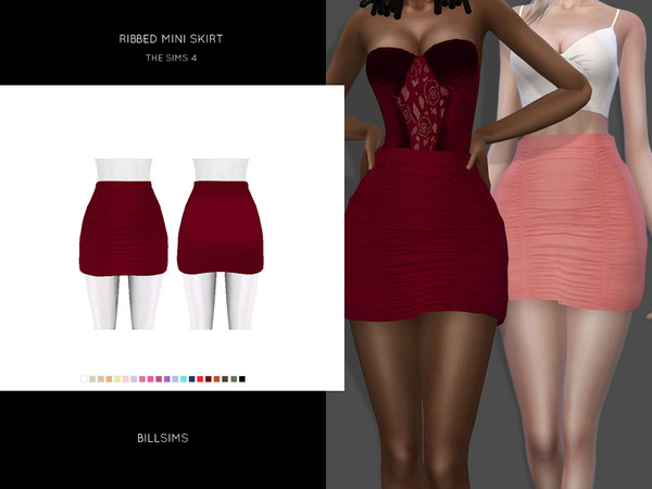 Sims 4 Ribbed Mini Skirt by Bill Sims at TSR