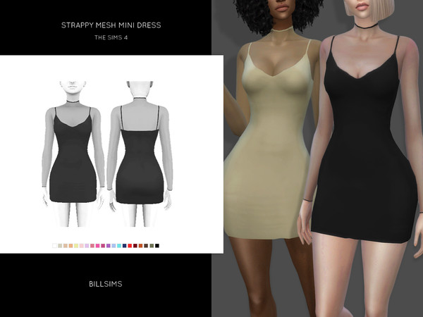 Sims 4 Strappy Mesh Mini Dress by Bill Sims at TSR