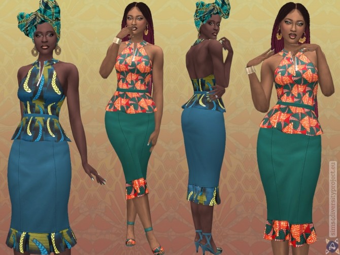 Sims 4 African PinUp clothing Set at Sims 4 Diversity Project