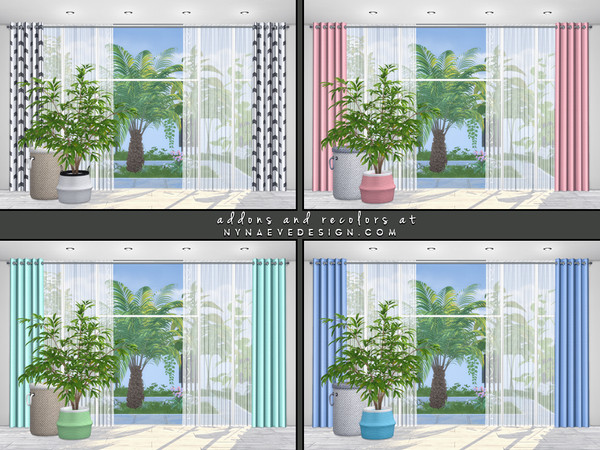 Sims 4 Lyne Curtains III Tall Walls by NynaeveDesign at TSR