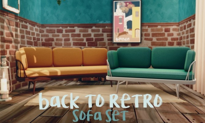 Sims 4 PYSZNY’S BACK TO RETRO SOFA SET recolour at Picture Amoebae