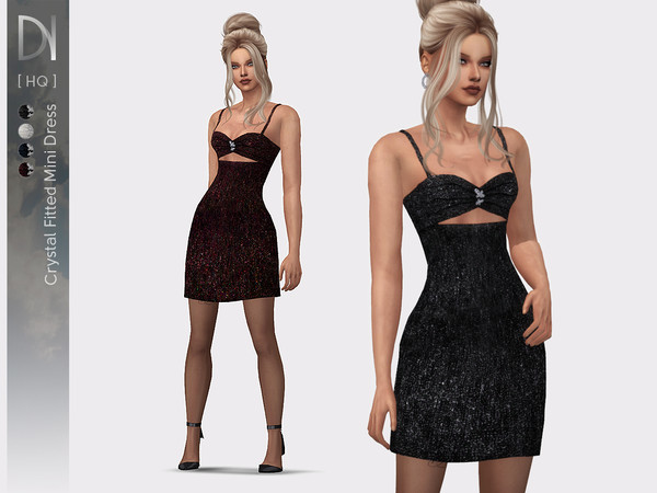 Sims 4 Crystal Fitted Mini Dress by DarkNighTt at TSR