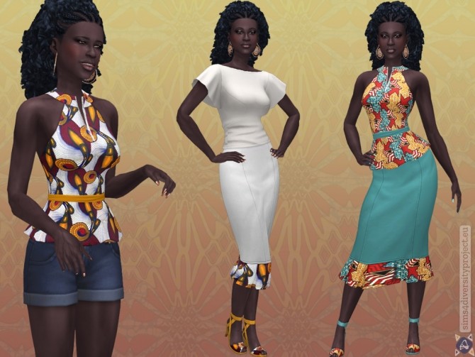 Sims 4 African PinUp clothing Set at Sims 4 Diversity Project